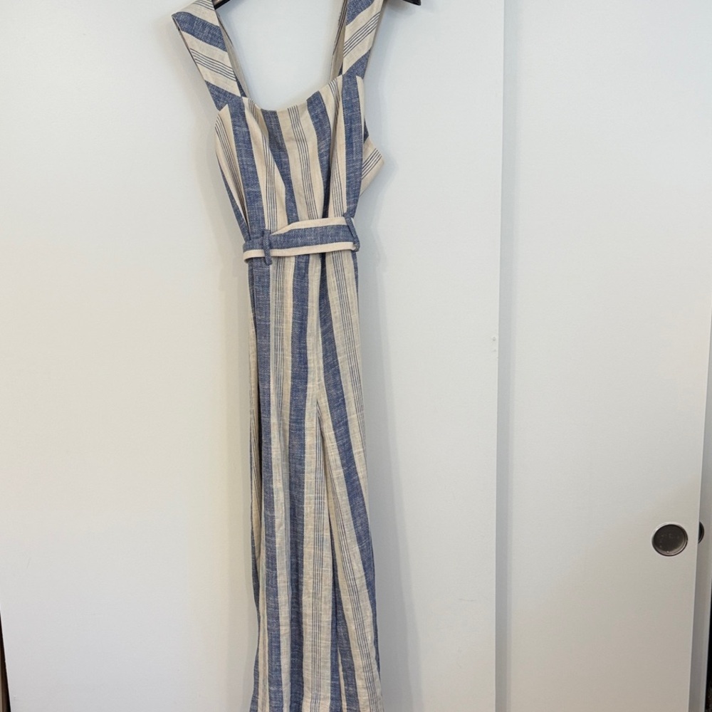 Striped Blue and Cream Romper